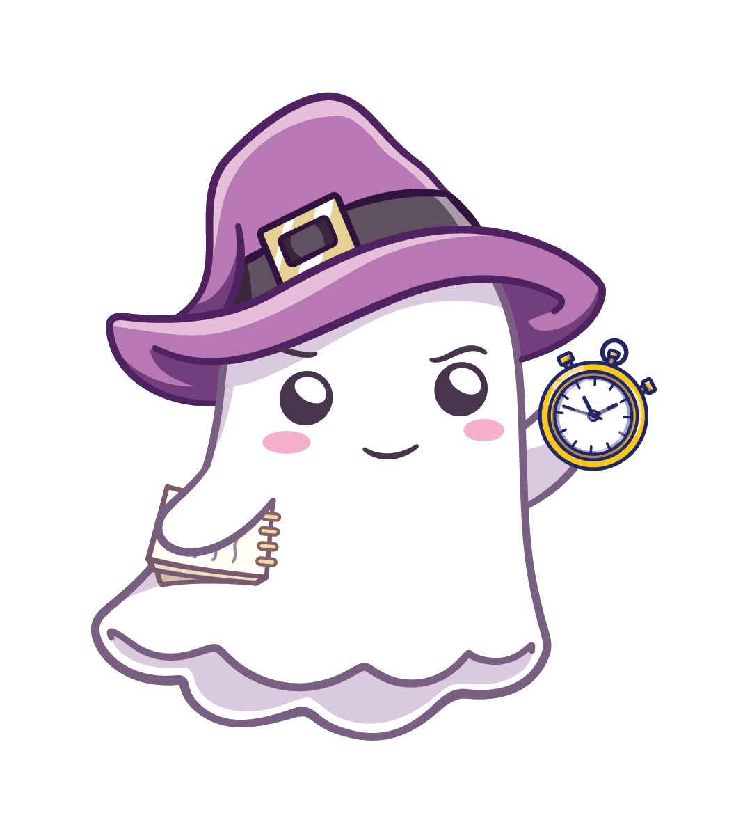 Ghost holding a stopwatch.