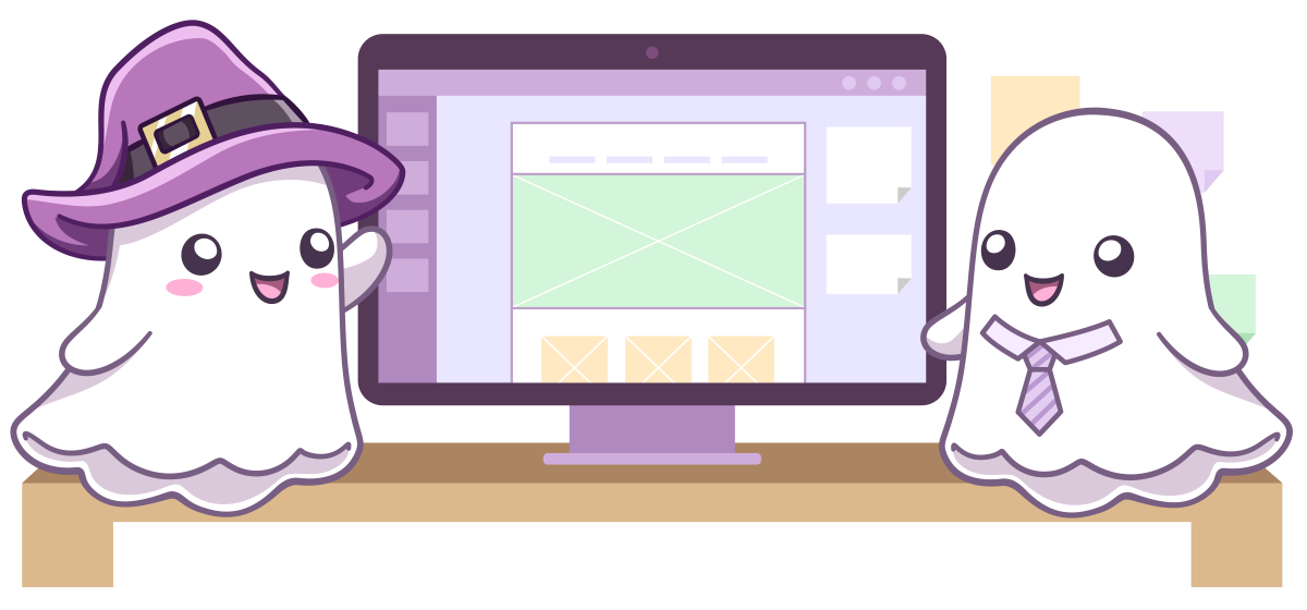 Two ghosts look at a website together.