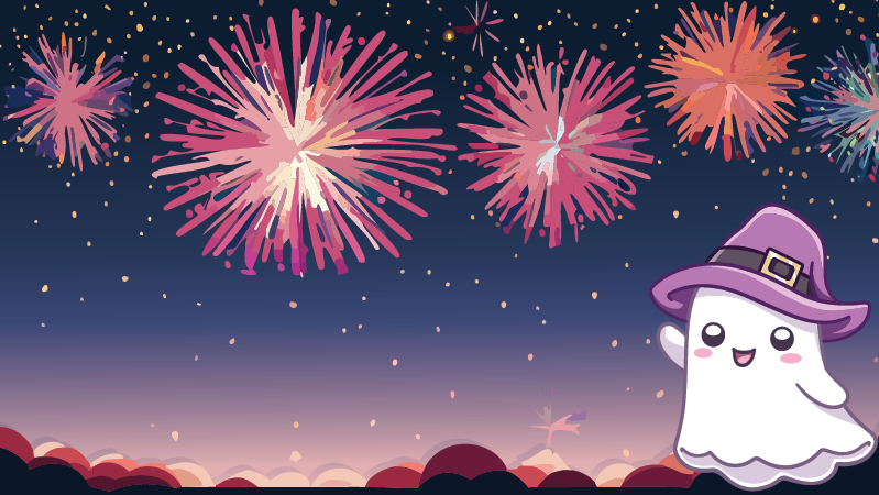 A ghost with fireworks.