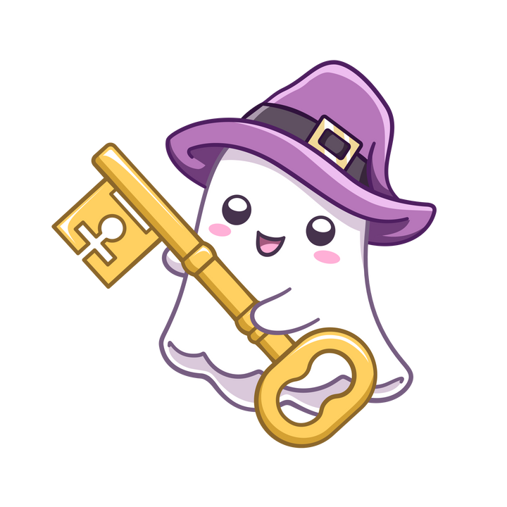 A ghost holding a key