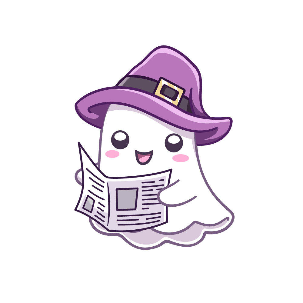 A ghost holding a newspaper