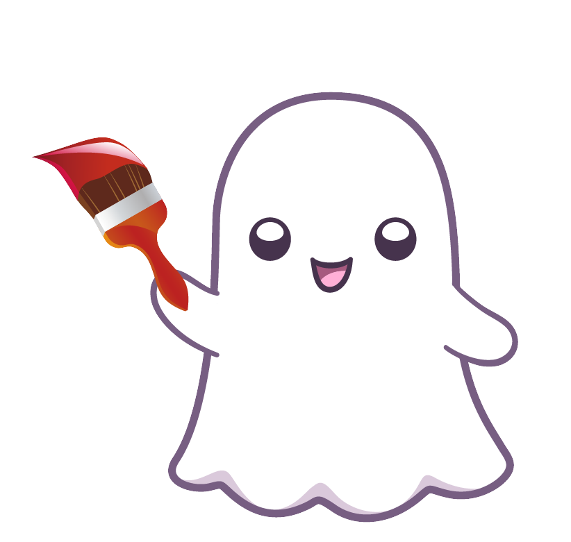 A cartoon Ghost holding a paint brush